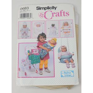 Vintage 1993 Simplicity Pattern8764 0683 Baby Doll Wadrobe 12-22 In Dress Romper